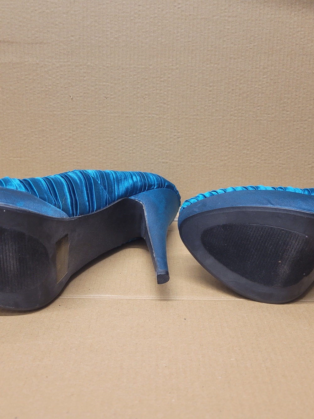 Daytrip Teal Satin Ruched Platform Heels